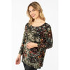 Judy Logan - Wide neck printed top with 3/4 sleeves - Fall roses - 3