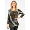 Judy Logan - Wide neck printed top with 3/4 sleeves - Animal paisley - 2