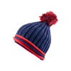 Two-tone stretch knit toque with contrast design on brim, Blue