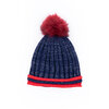 Two-tone stretch knit toque with contrast design on brim, Blue - 2