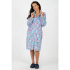 Charmour - Plush flannel front zip long robe - Morning Bloom - 2