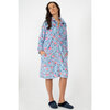 Charmour - Plush flannel front zip long robe - Morning Bloom - 3