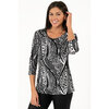 Relaxed fit printed top with 3/4 sleeves - Abstract paisley - 2