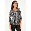 Relaxed fit printed top with 3/4 sleeves - Abstract paisley - 3