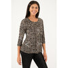Relaxed fit printed top with 3/4 sleeves - Leopard - 2