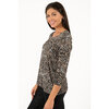 Relaxed fit printed top with 3/4 sleeves - Leopard - 3