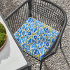 Indoor/outdoor printed chair pad with ties, 17"x17" - 2