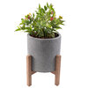 Raised cement planter with turned wood legs, 12" - 2