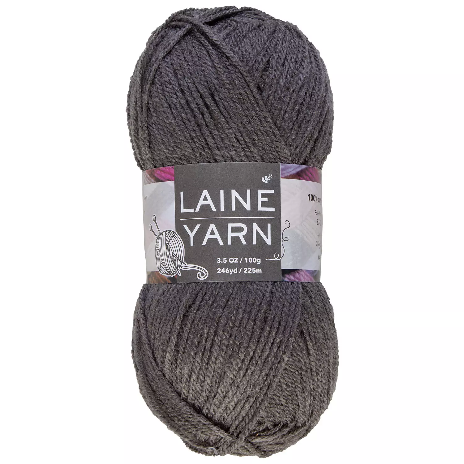 Acrylic yarn, grey, 100g