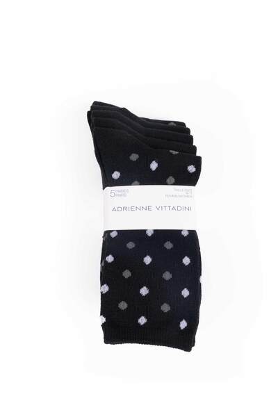 Adrienne Vittadini - Chaussettes habillées en coton tricoté fin - 5 paires