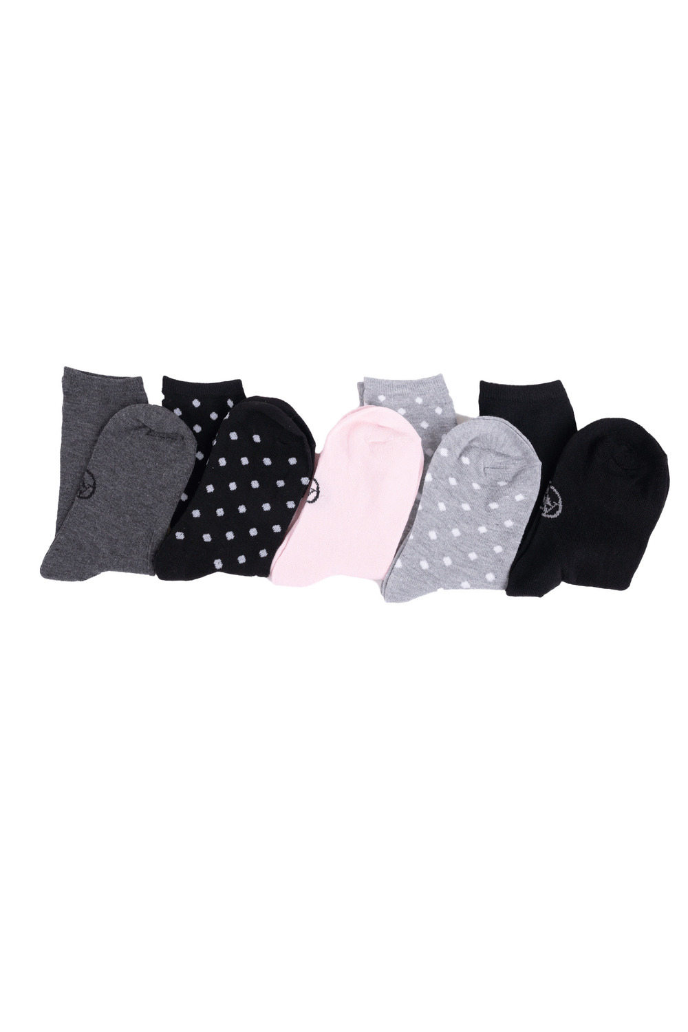Adrienne Vittadini - Fine-knit cotton dress socks - 5 pairs. Colour: grey.  Size: 9-11