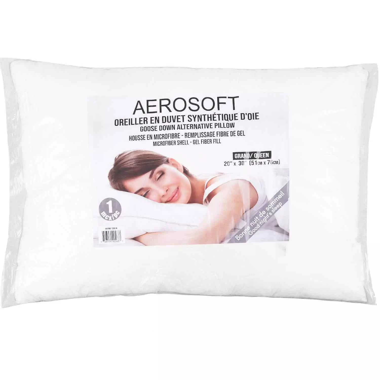 Aerosoft - Oreiller en duvet synthétique d'oie, 20"x230" - Grand lit