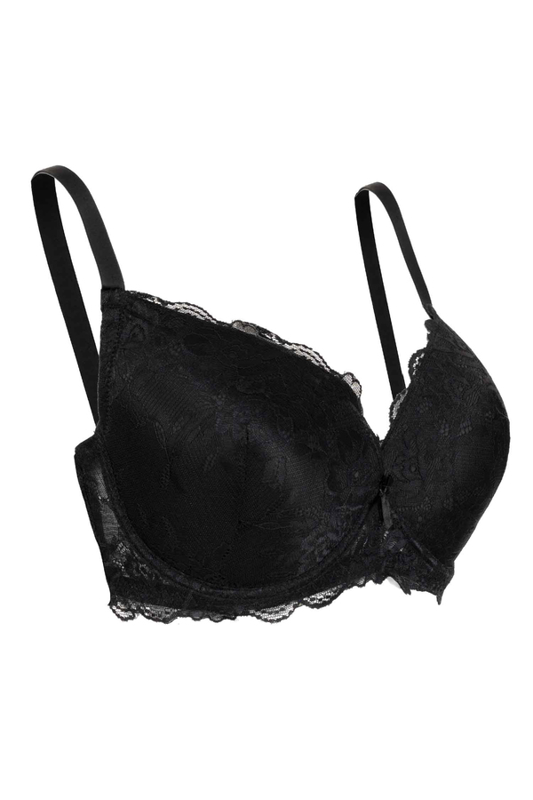 All-over lace push-up bra - Black - Plus Size