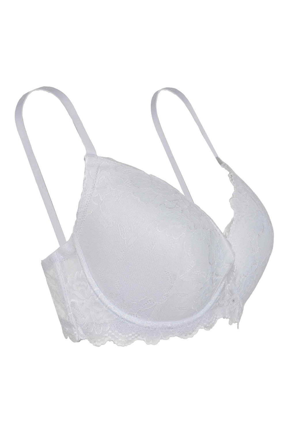 All-over lace push-up bra - White - Plus Size