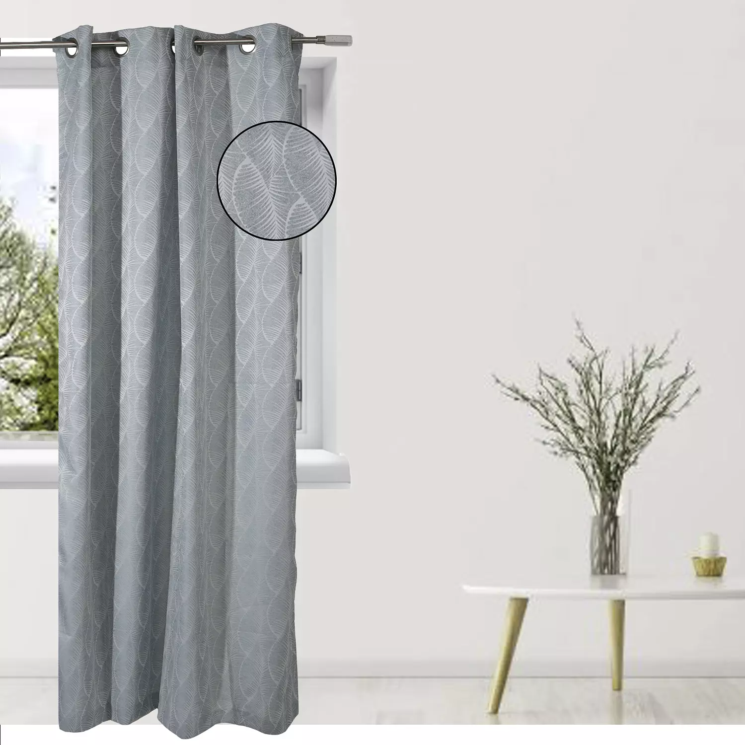 Amberly, jacquard curtain with metal grommets, 54"x84", pale blue