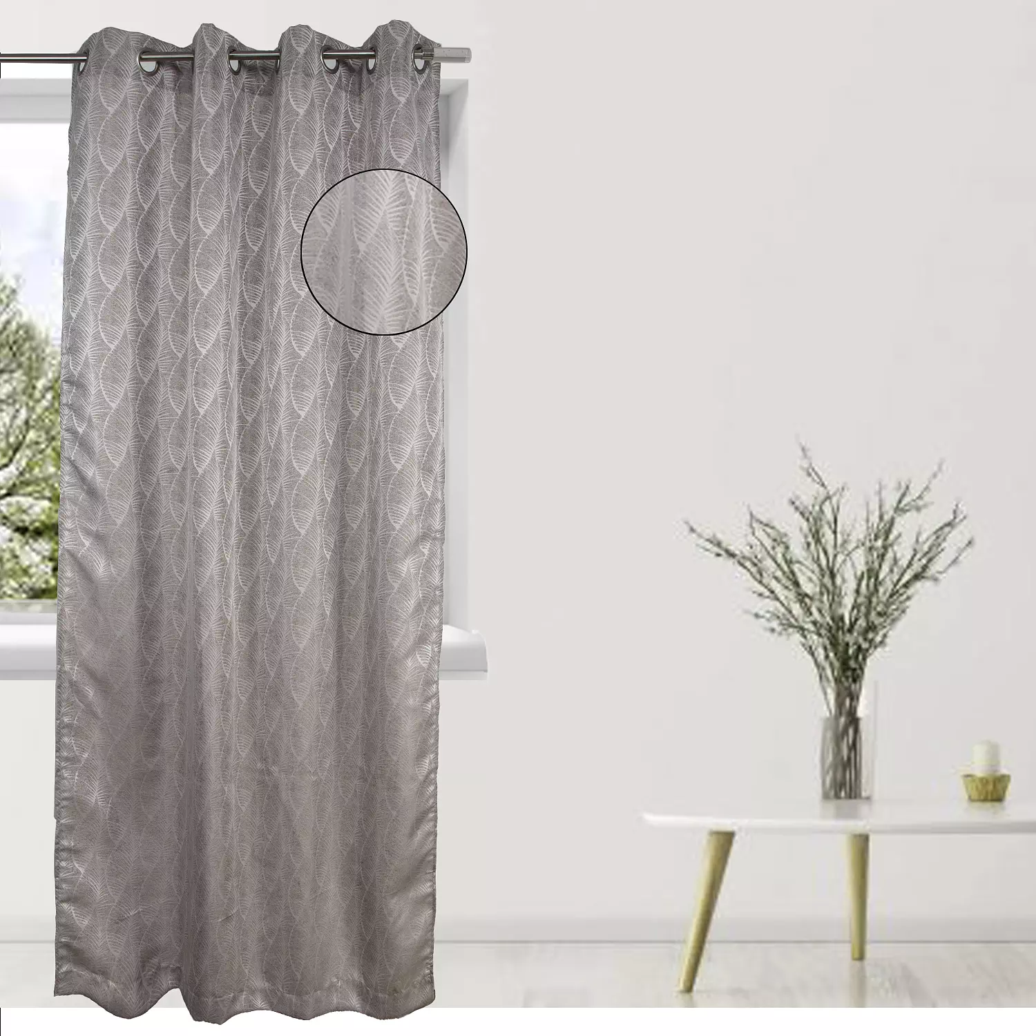 Amberly, jacquard curtain with metal grommets, 54"x84", sand