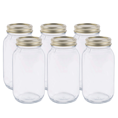 Anchor Hocking - 1-quart canning jars with  lids and bands, pk. of 6