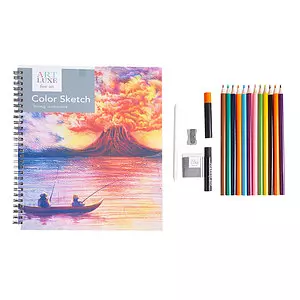 Art Luxe - Color Sketch, ens. de carnet de croquis avec crayons à couleur vives et accessoires