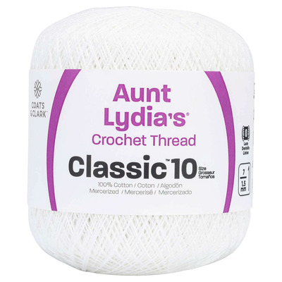 Aunt Lydia's - Fil à crocheter Classic n°10 - Blanc