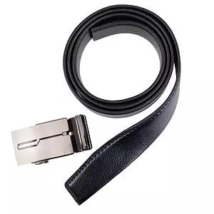 Automatic adjustable leather track belt in a box, paperclip design on buckle