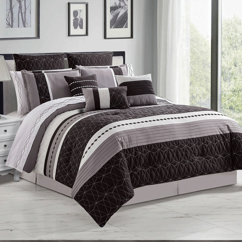 AXIS - Pleated and embroided comforter set, 7 pcs