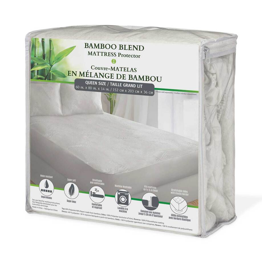 Bamboo blend mattress protector, queen