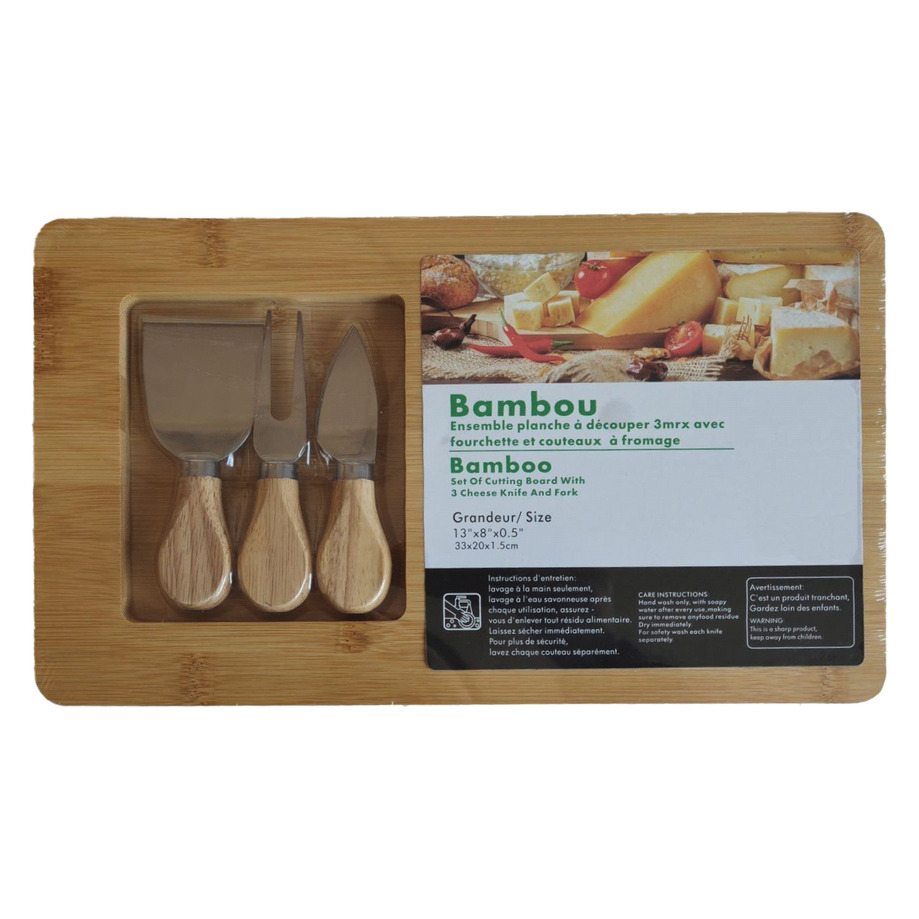 Bamboo cutting board with accessories