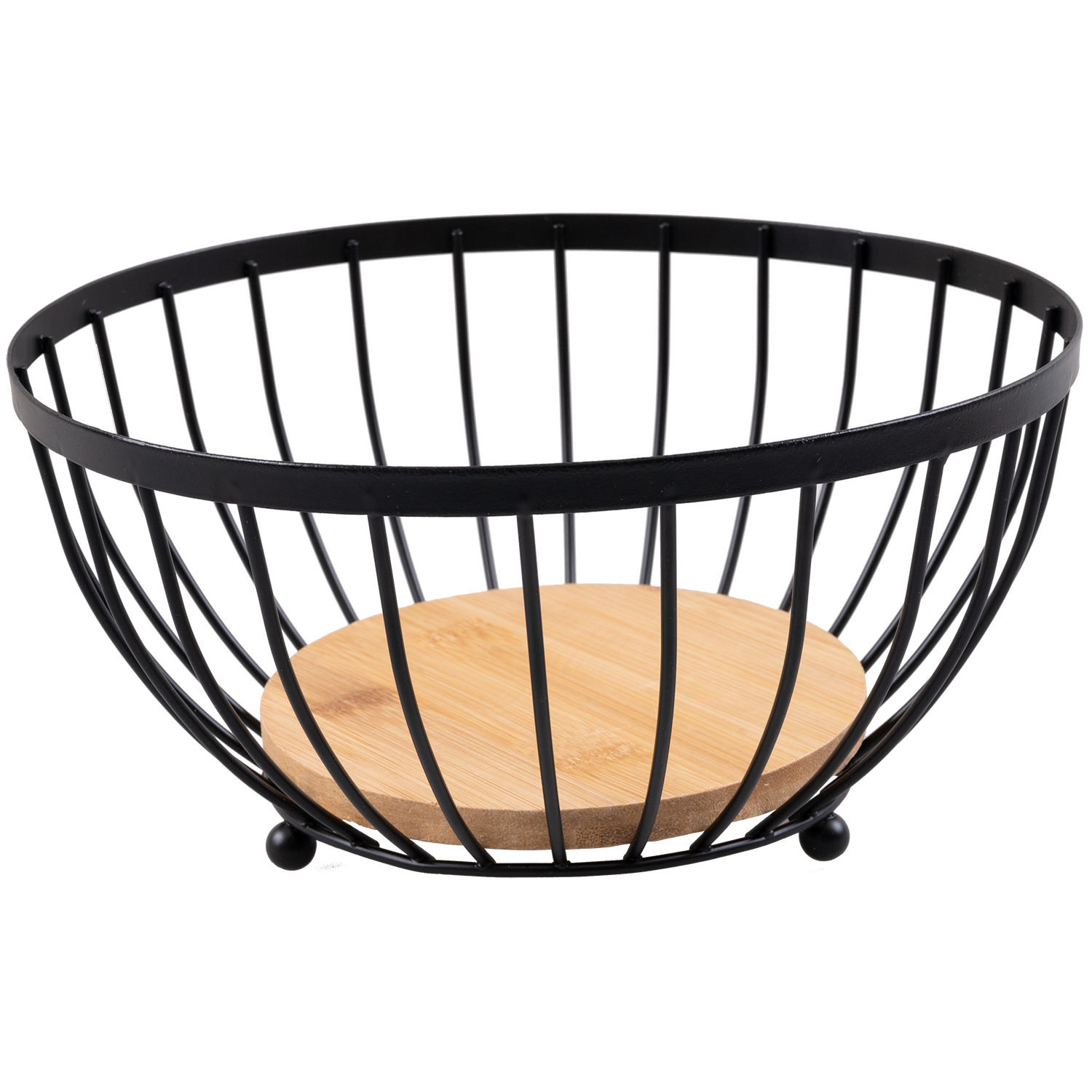 Bamboo & metal fruit bowl