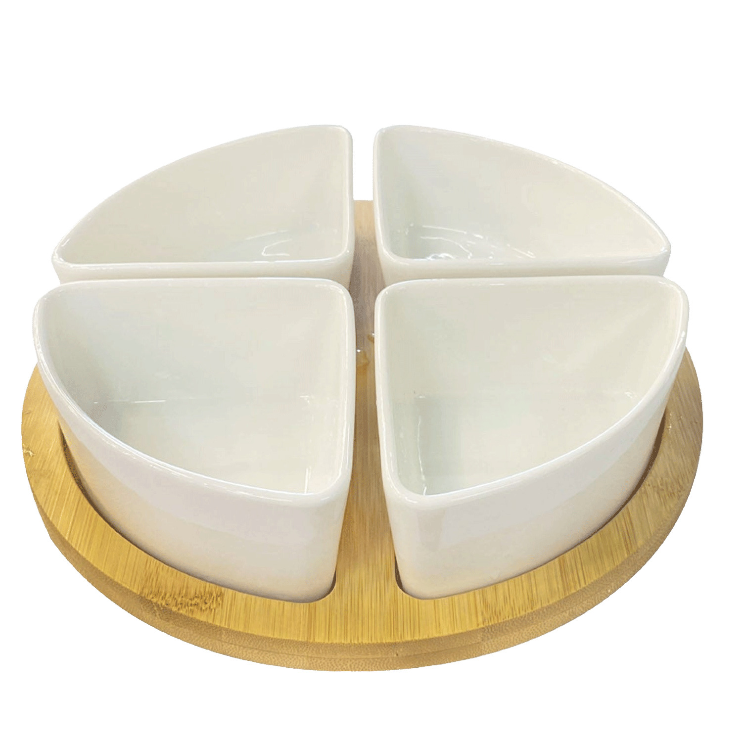 Bamboo serving tray with bowls
