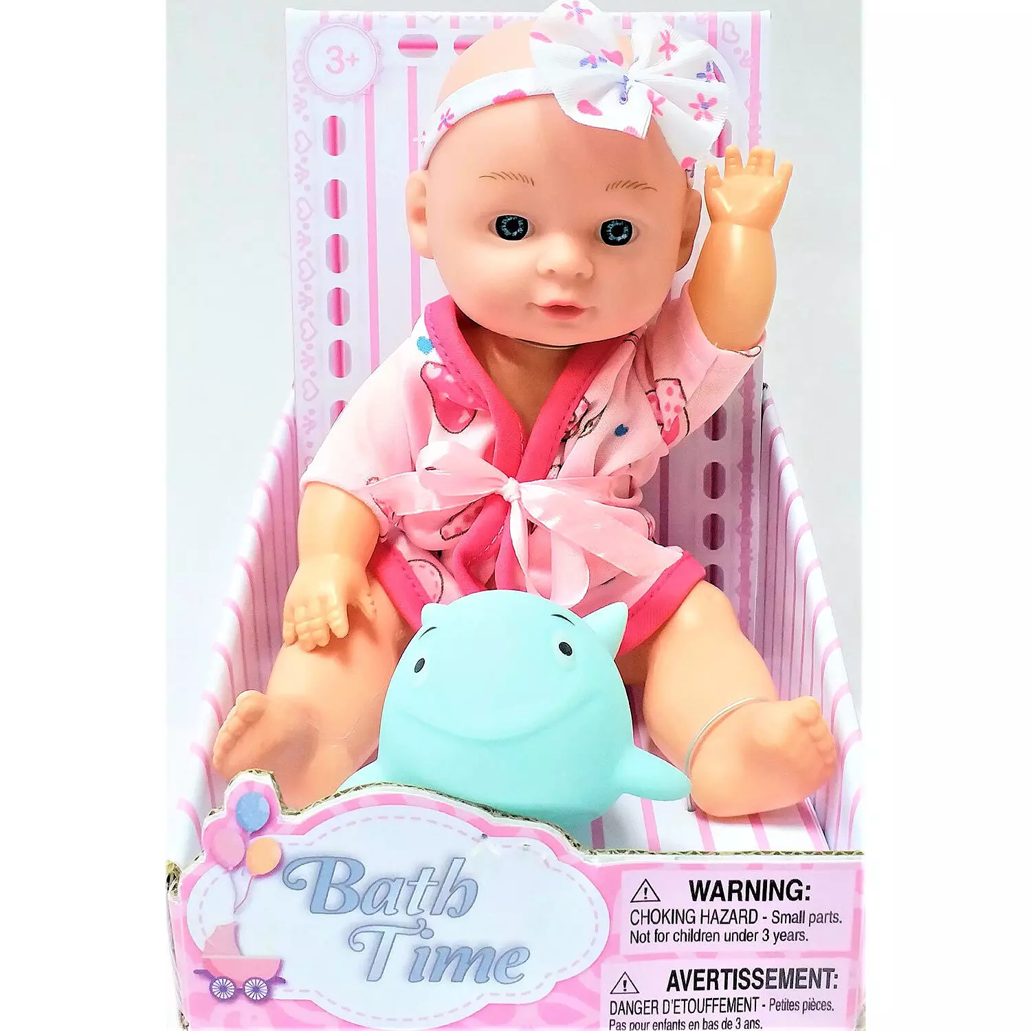 Bath time baby doll with toy