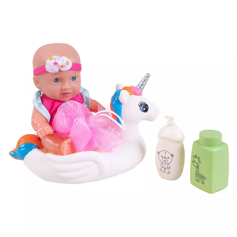 Bathing fun baby doll and accessories