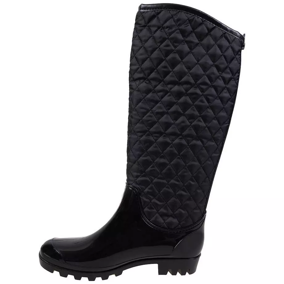 BB Collection, women's black rainboots with quilted upper, size 10