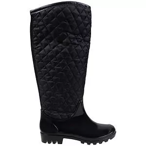BB Collection, women's black rainboots with quilted upper