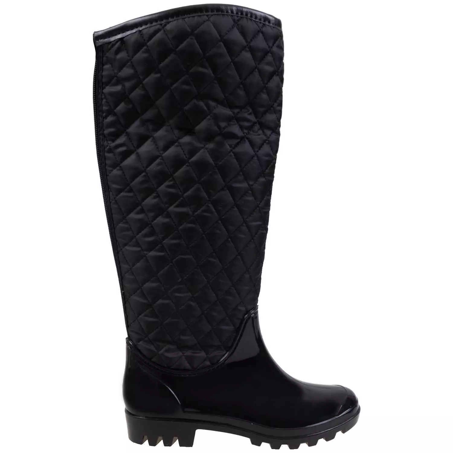 BB Collection, women's black rainboots with quilted upper, size 6