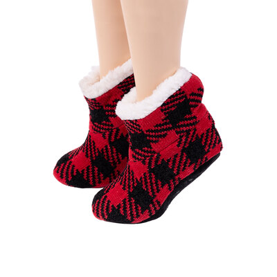 Bearpaw - Pawz - Sherpa-lined bootie slipper socks - Buffalo plaid