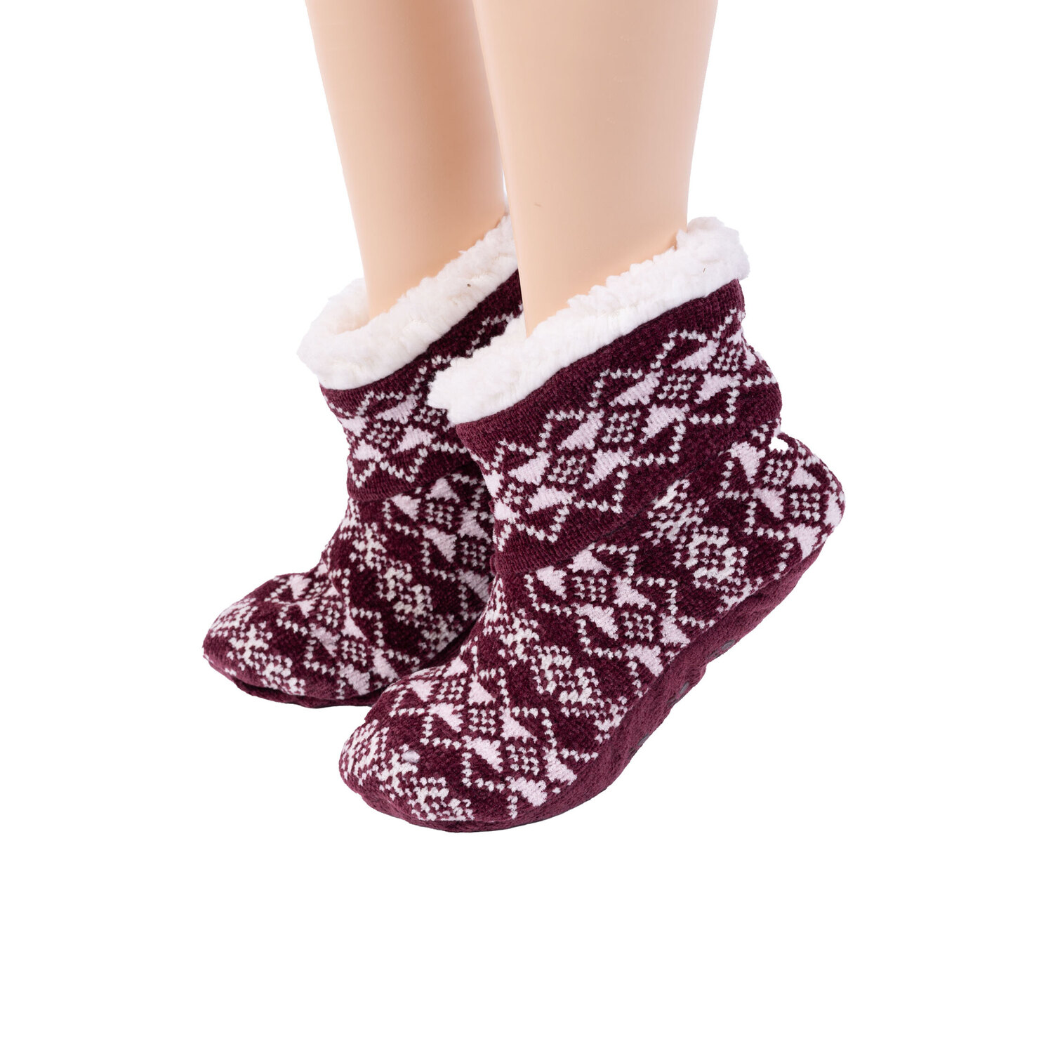 Bearpaw - Pawz - Sherpa-lined bootie slipper socks - Fair isle