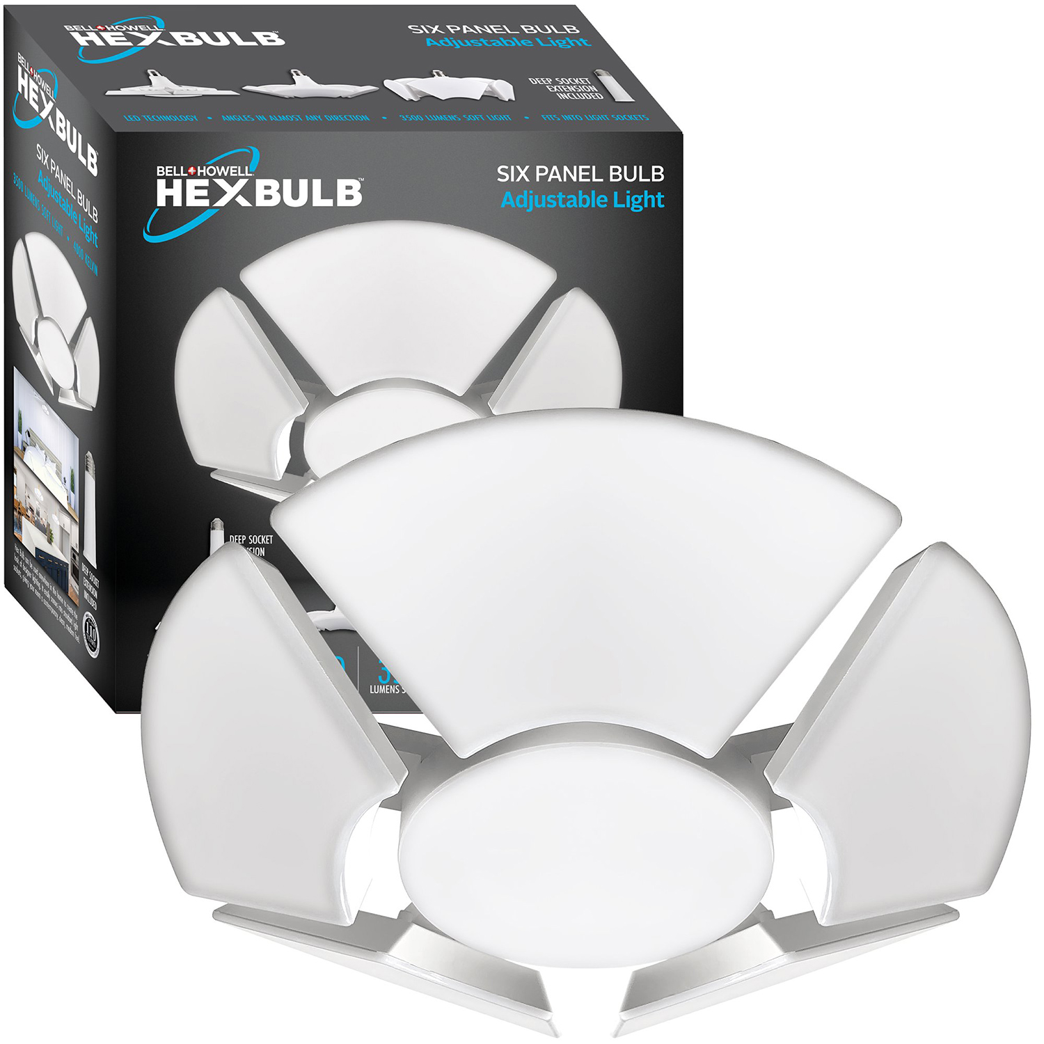 Bell+Howell - Hex Bulb Ultra White 6 panel adjustable LED light