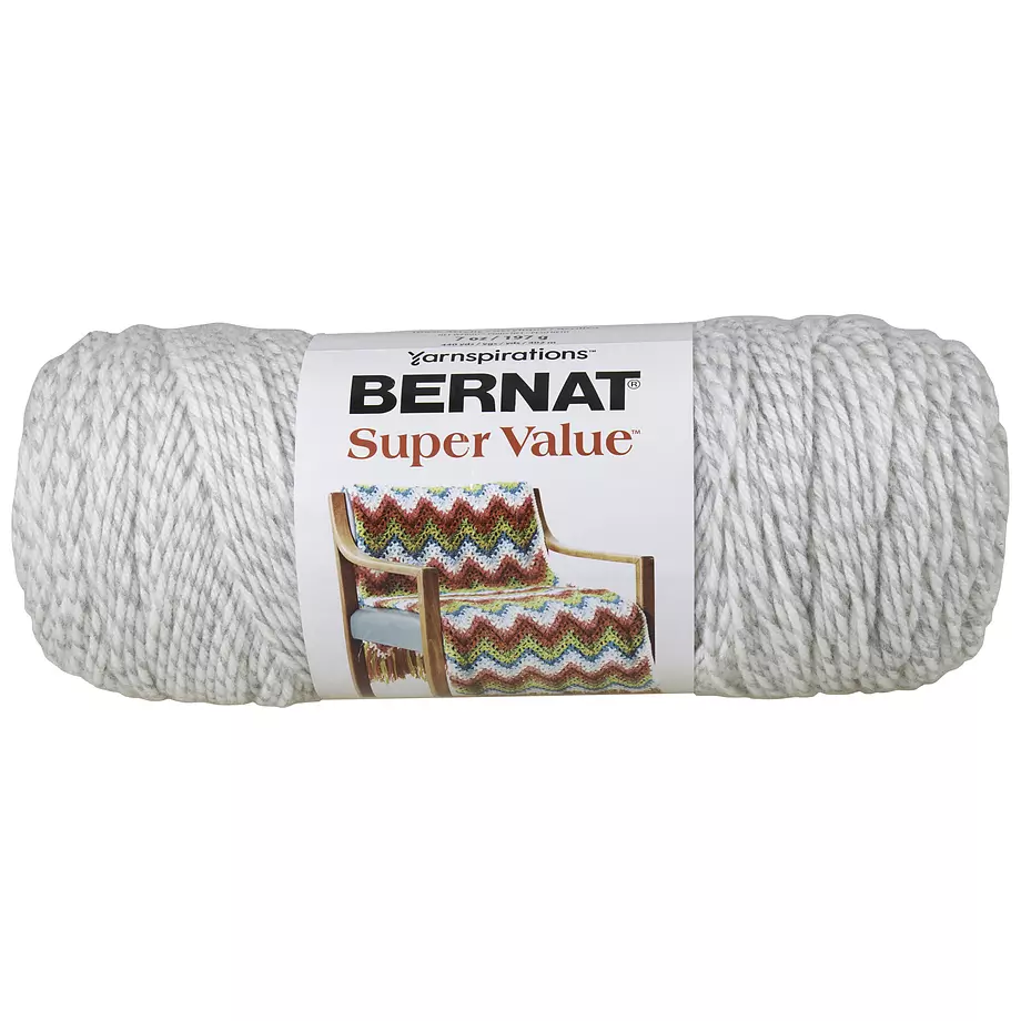 Bernat Super Value - Acrylic yarn, grey ragg