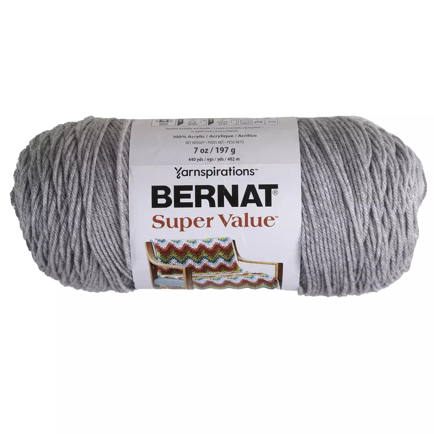 Bernat Super Value - Acrylic yarn, soft grey
