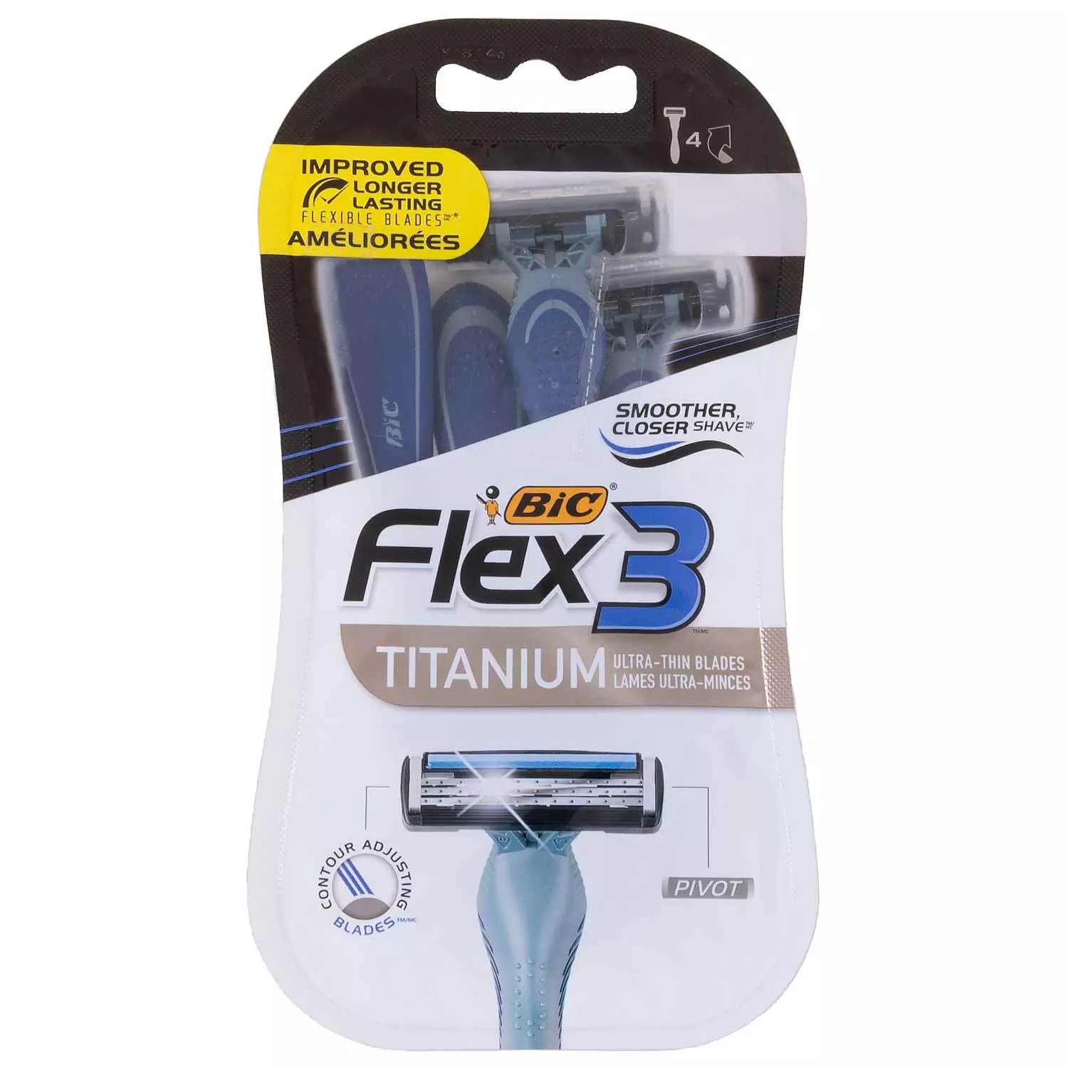 BIC - Rasoirs Flex 3 avex 3 lames flexibles, paq. de 4