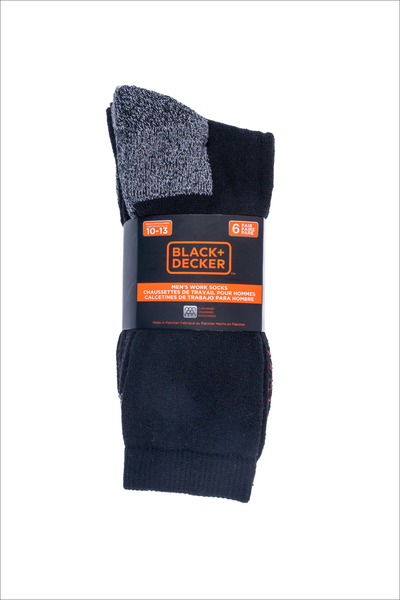 Black & Decker - Chaussettes de travail matelassées pour hommes, 6 paires6