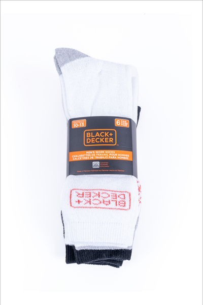 Black & Decker - Chaussettes de travail pour hommes, 6 paires