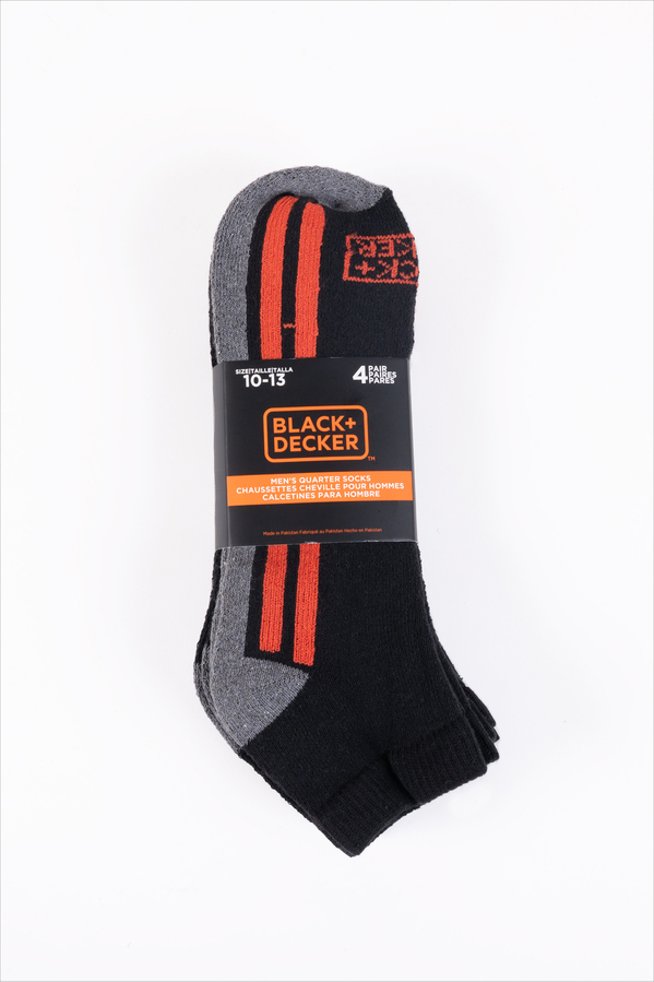 Black & Decker - Men's quarter socks, 4 pairs. Colour: black. Size