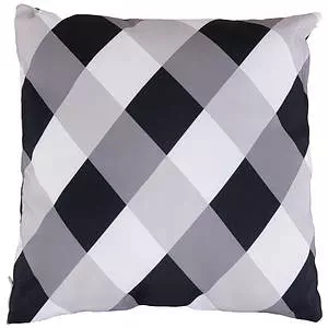 Bold plaid decorative cushion, 18"x18"