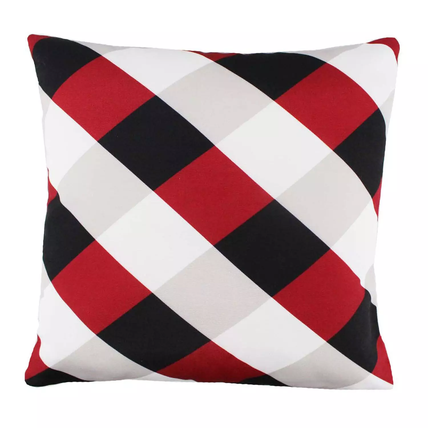 Bold plaid decorative cushion, 18"x18", red