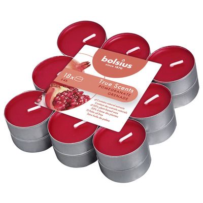 Bolsius - Bougies chauffe-plat parfumées True Scents, paq. de 18 - Grenade