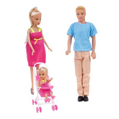 Bonnie Pink - Famille de poupées avec poussette et accessoires