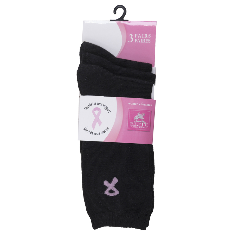Breast Cancer Awareness - Soft cotton, casual crew socks - 3 pairs