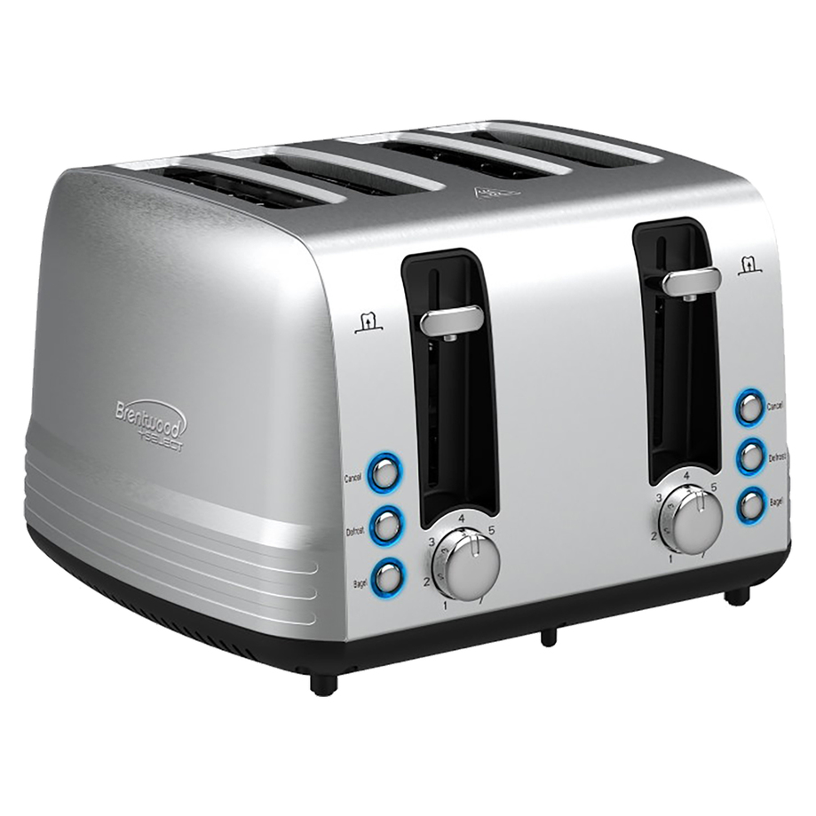 Brentwood - Stainless steel 4-slice toaster with extra wide slots