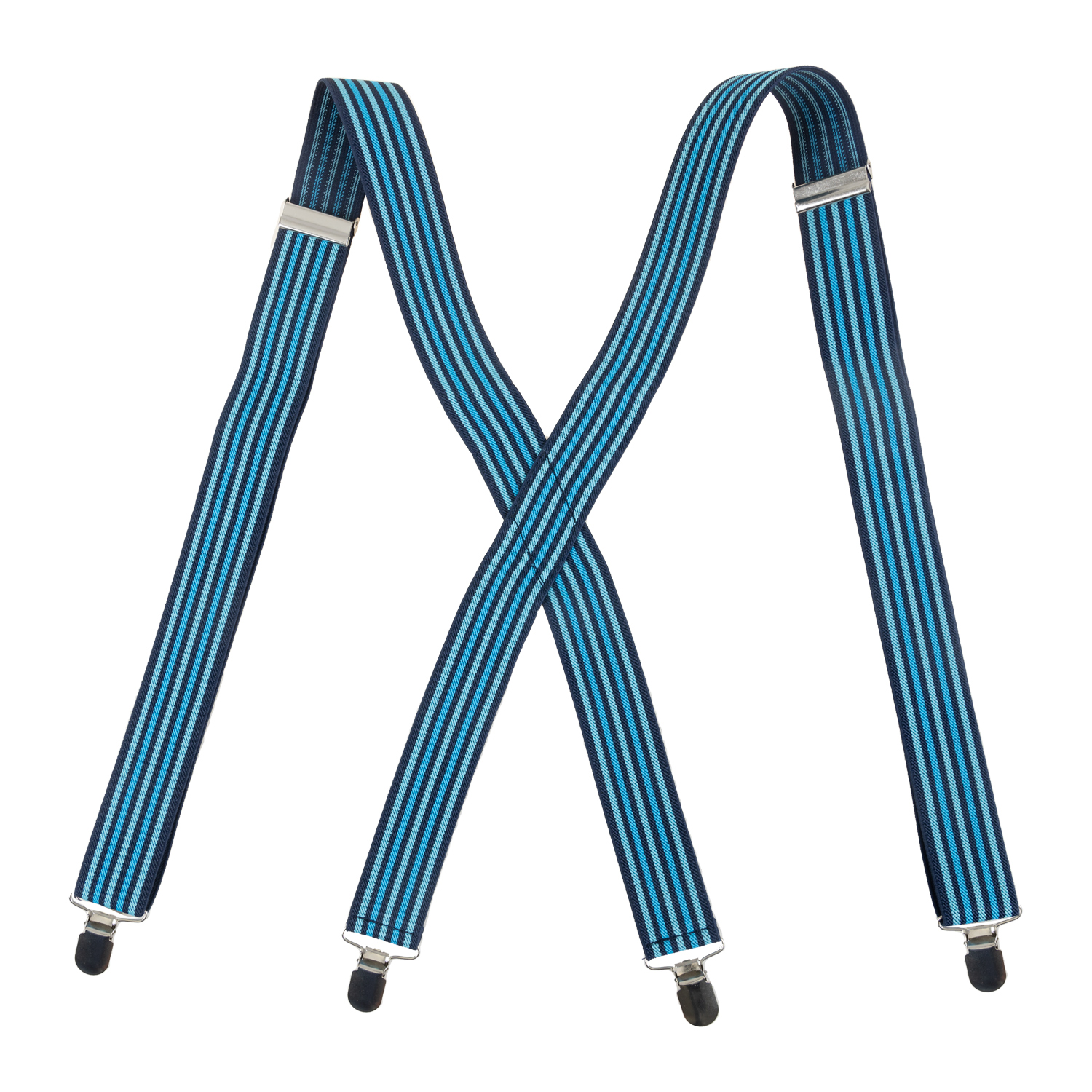 Bretelles à pinces réglables avec dos en X - Rayures bleues